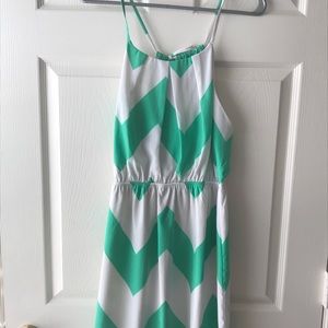 Green and white chevron spring dress
